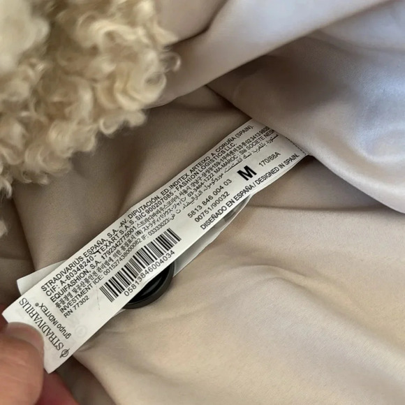 STRADIVARIUS DOUBLE BUTTON TEDDY COAT IN PUTTY-NEUTRAL sz M - Picture 7 of 10